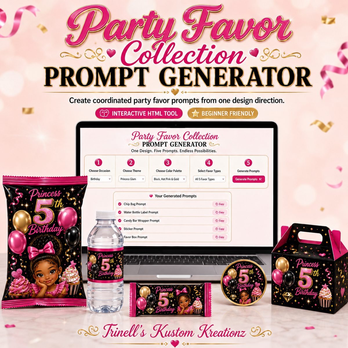 Party Favor Collection Prompt Generator | Interactive Digital Design Tool--Digital product