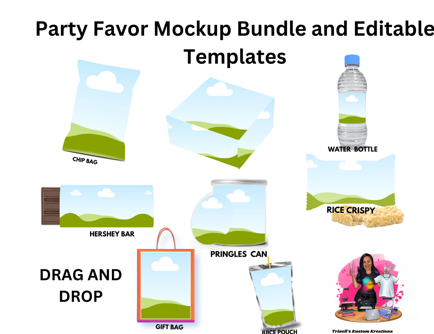 Digital Party Favor Mockup and Editable Templates