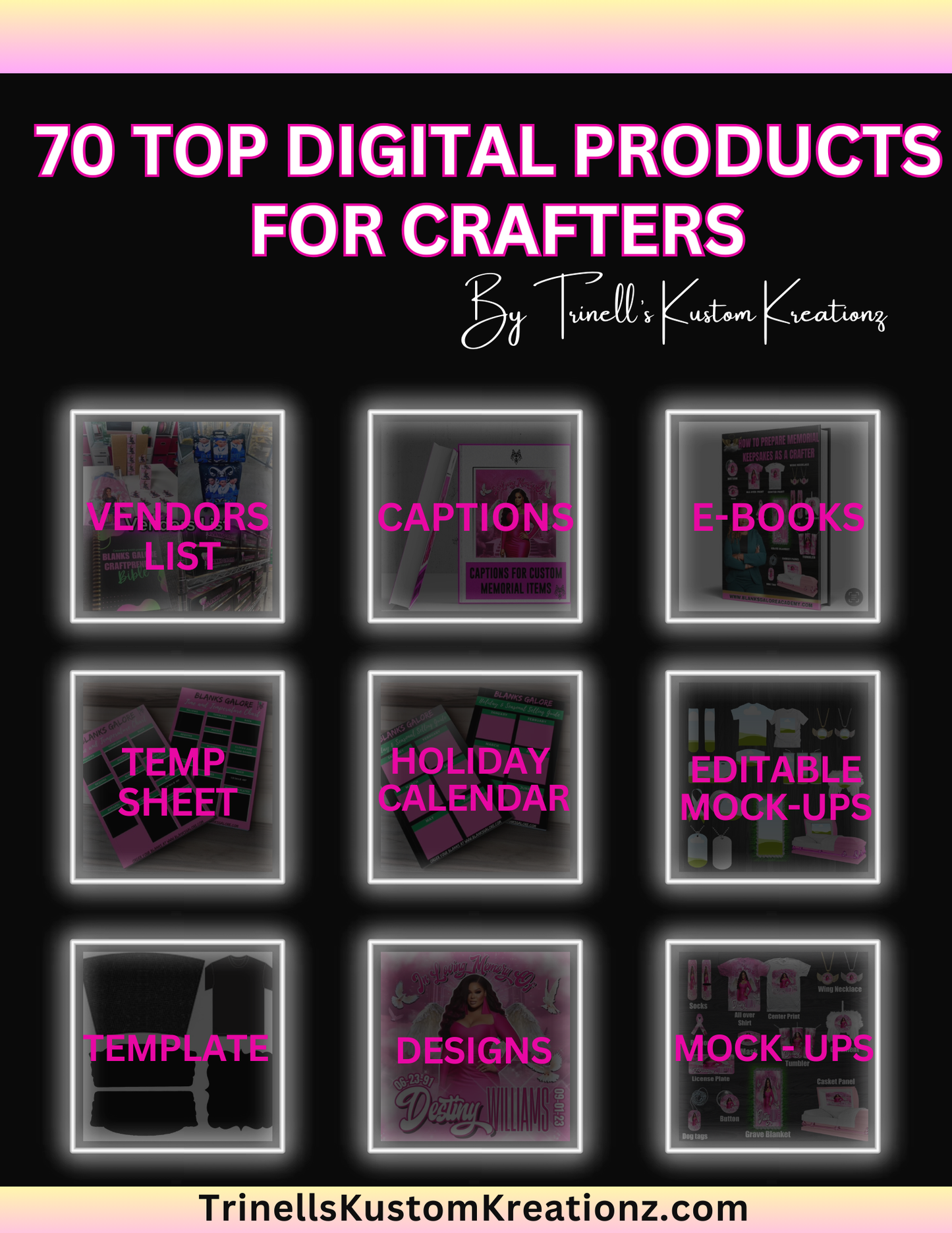 Digital Product List & Free Crafting Calendar