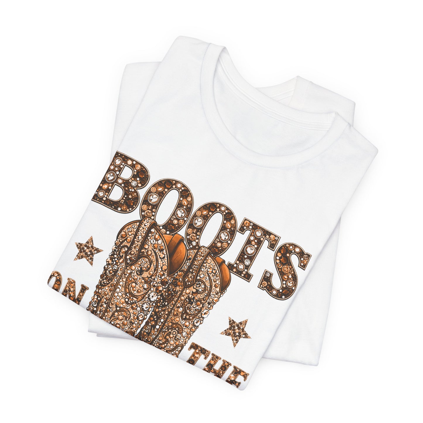 Boots on the Ground — Western Cowgirl Style Copper Colored Graphic T-Shirt