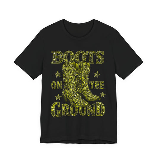 Boots On The Ground — Western Cowgirl Style Green Graphic T-Shirt