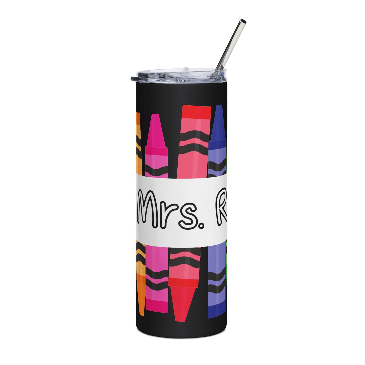 Teacher Appreciation Personalized 20oz Stainless Tumbler — Colorful Crayon Design