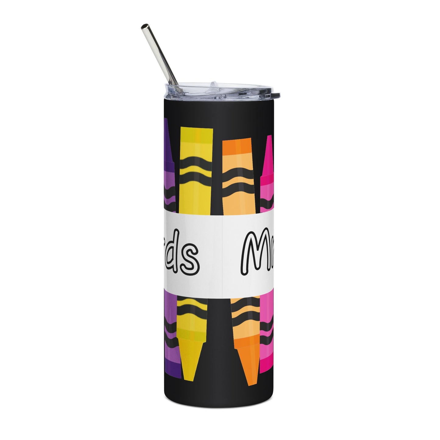 Teacher Appreciation Personalized 20oz Stainless Tumbler — Colorful Crayon Design