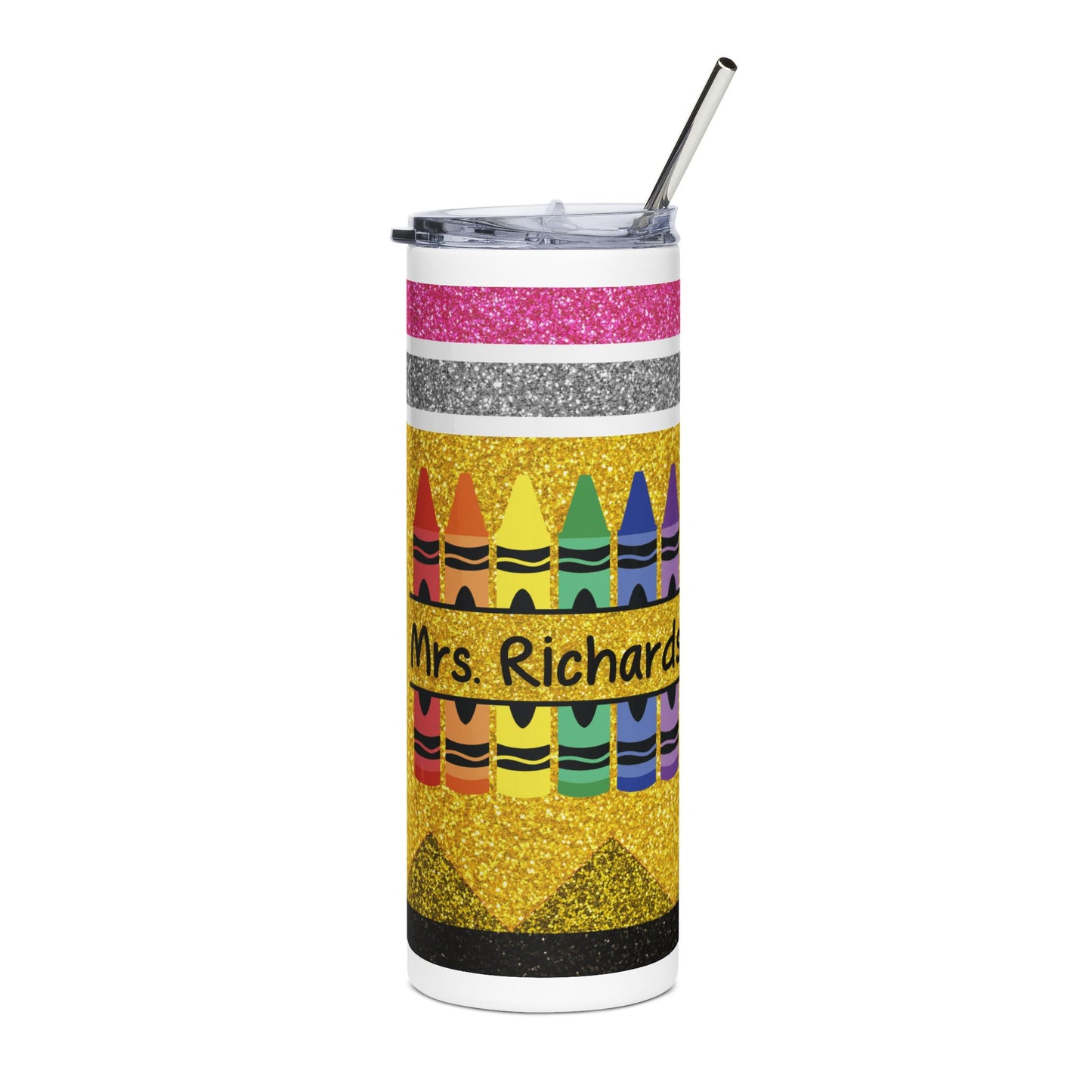 Teacher Appreciation Glitter Look Tumbler - "It Takes a Big Heart to Teach Little Minds" 20oz Stainless Steel