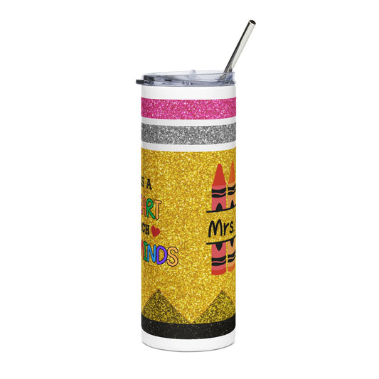 Teacher Appreciation Glitter Look Tumbler - "It Takes a Big Heart to Teach Little Minds" 20oz Stainless Steel