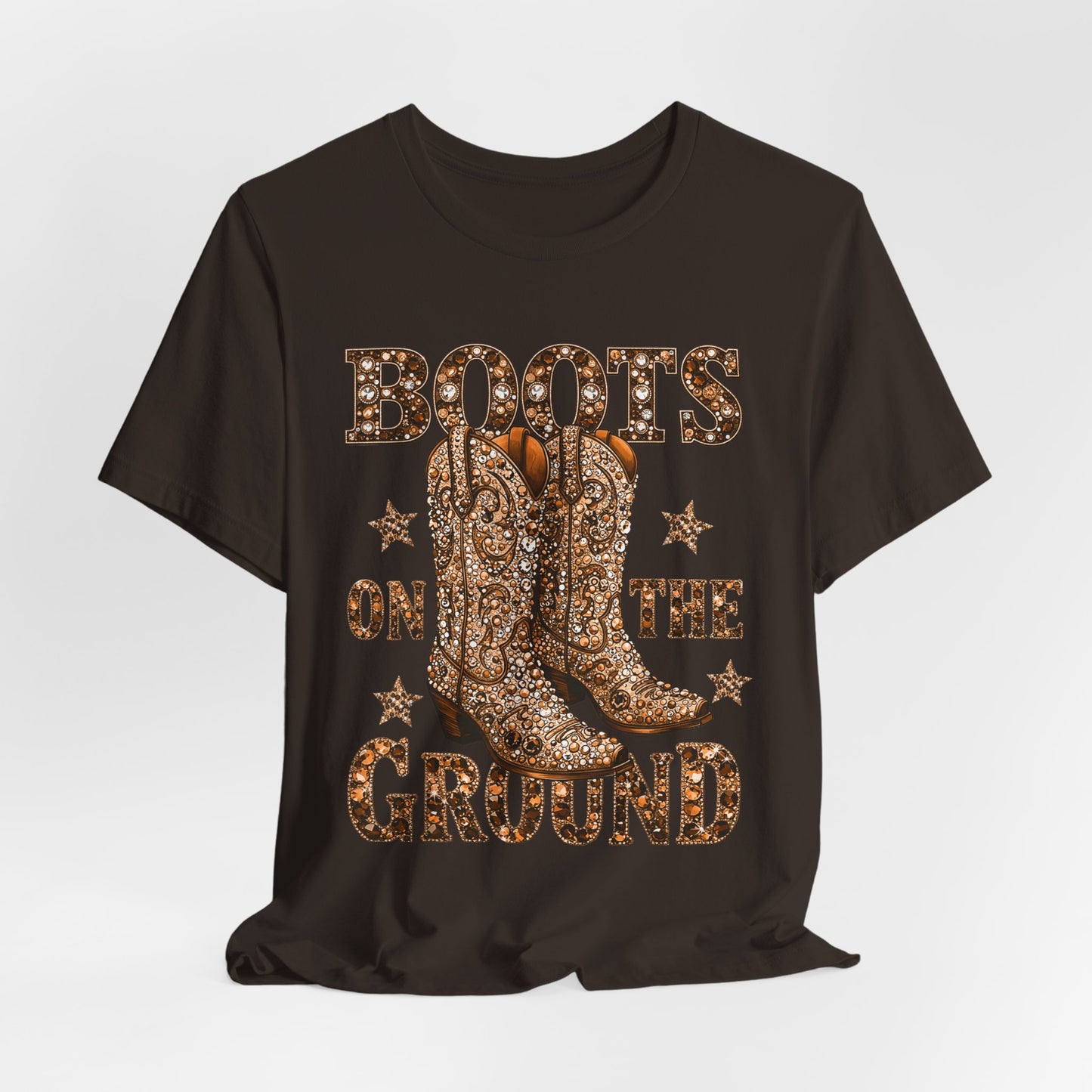 Boots on the Ground — Western Cowgirl Style Copper Colored Graphic T-Shirt