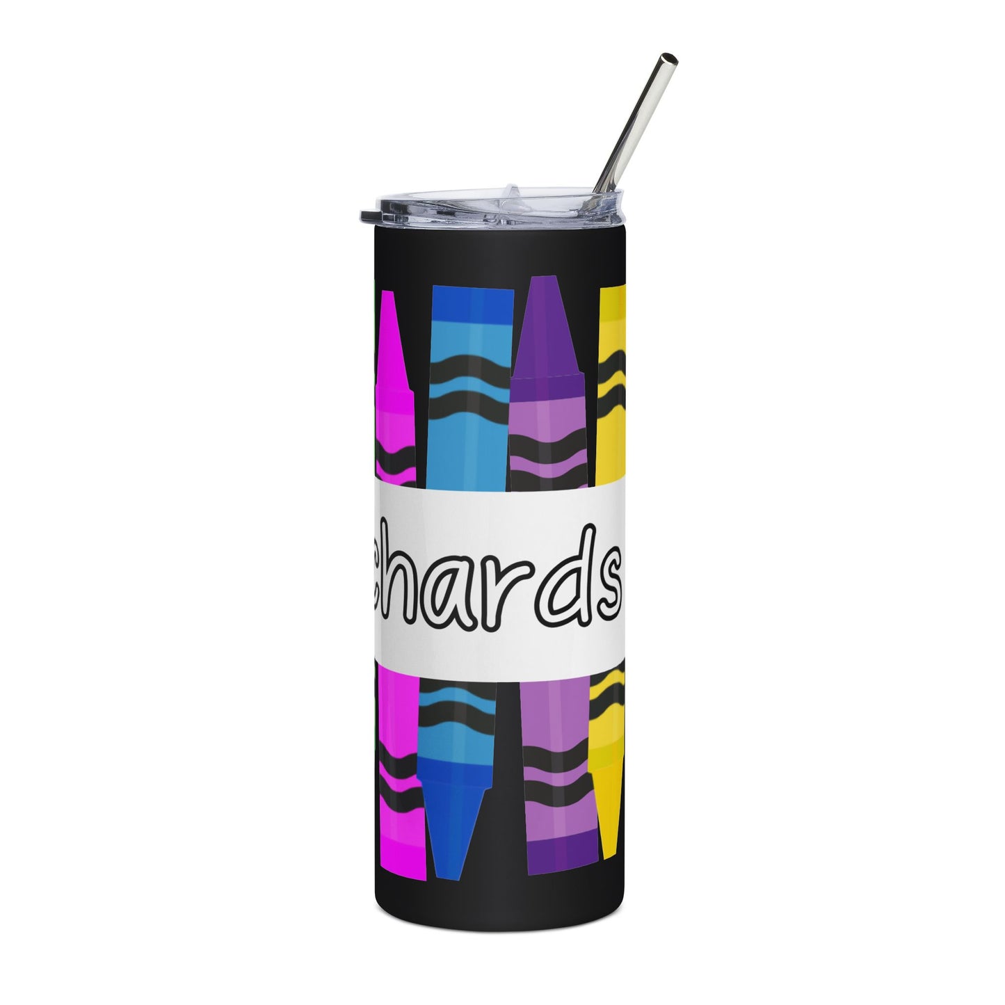Teacher Appreciation Personalized 20oz Stainless Tumbler — Colorful Crayon Design