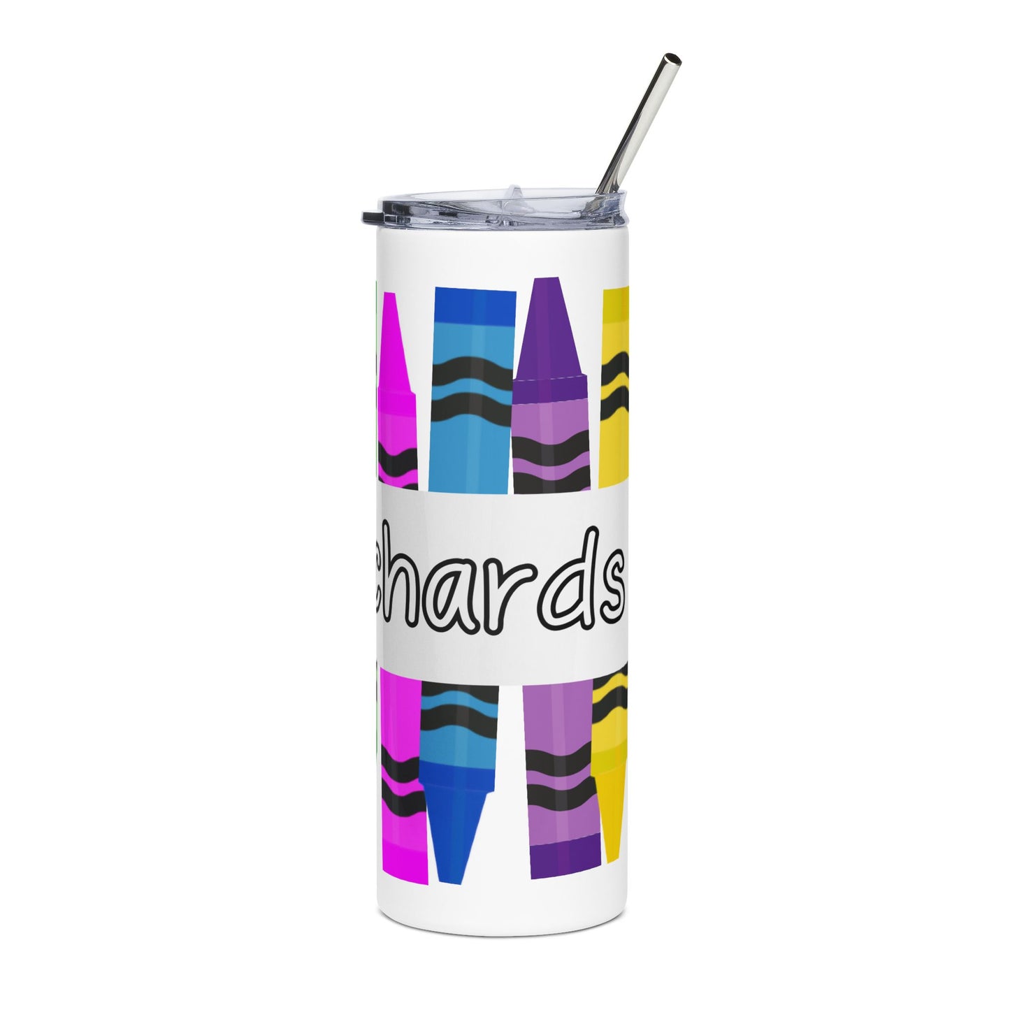 Teacher Appreciation Personalized 20oz Stainless Tumbler — Colorful Crayon Design