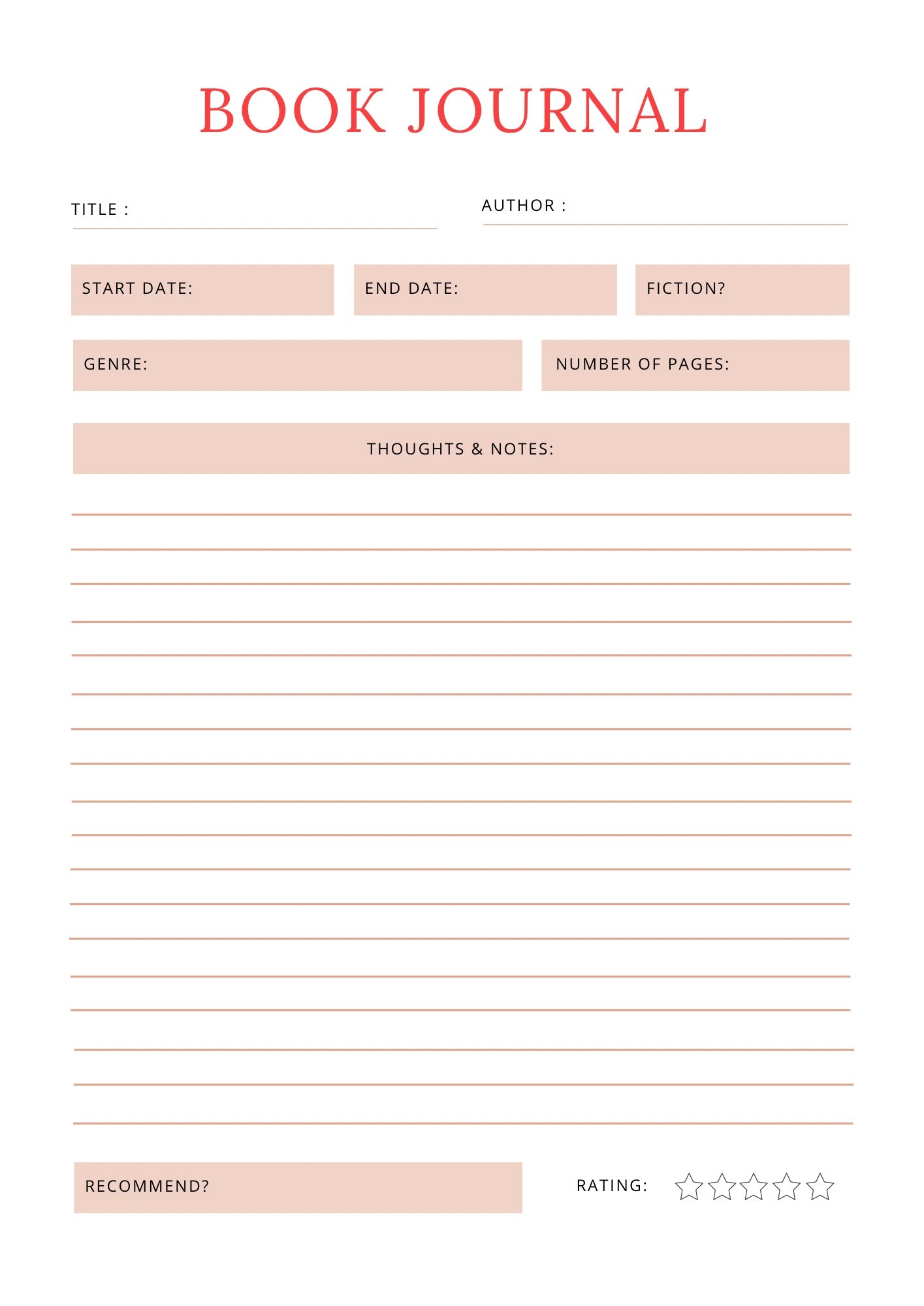 Book Journal | Reading Tracker & Notes Planner -Digital 💖✨