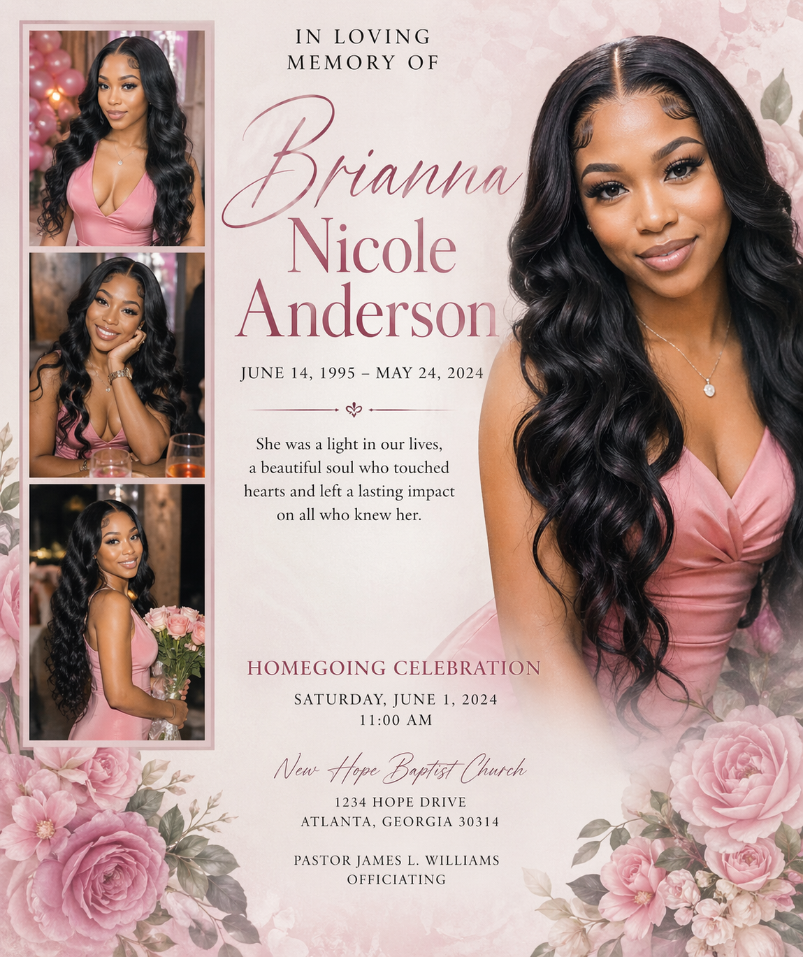 💖 Custom Memorial Program Booklet – Min 50-Printed & Personalized (Upload Your Photos)